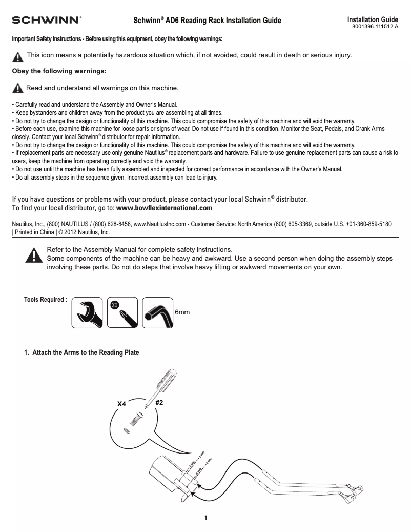 Image de la première page du manuel de l'appareil Airdyne AD6