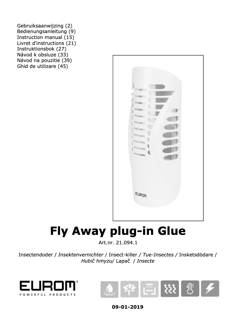 Image de la première page du manuel de l'appareil Fly Away plug-in glue