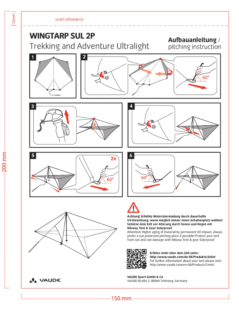 Page 1 de la notice Manuel utilisateur Vaude Wingtarp Sul 2P