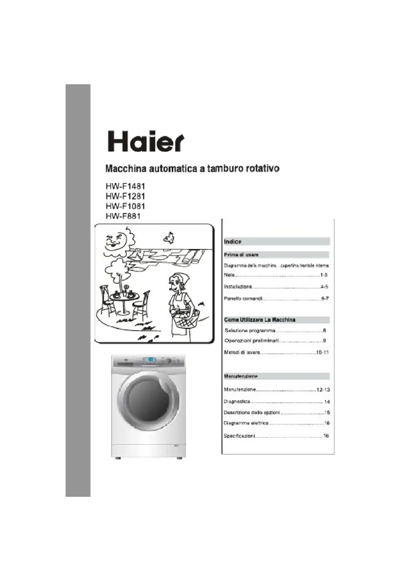 Page 1 de la notice Manuel utilisateur Haier HW-F1081