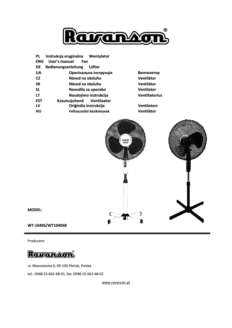 Page 1 de la notice Manuel utilisateur Ravanson WT-1040S