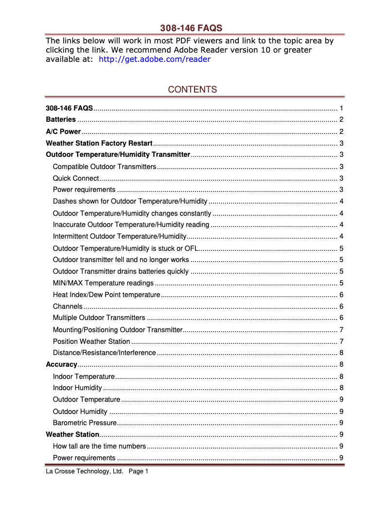 Page n°1 - FAQ La Crosse Technology C86371