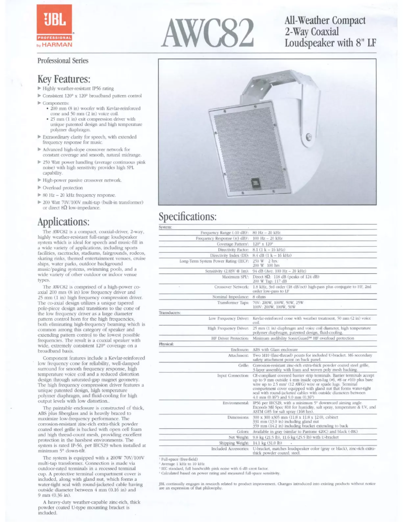 Page 1 de la notice Mode d'emploi JBL AWC82