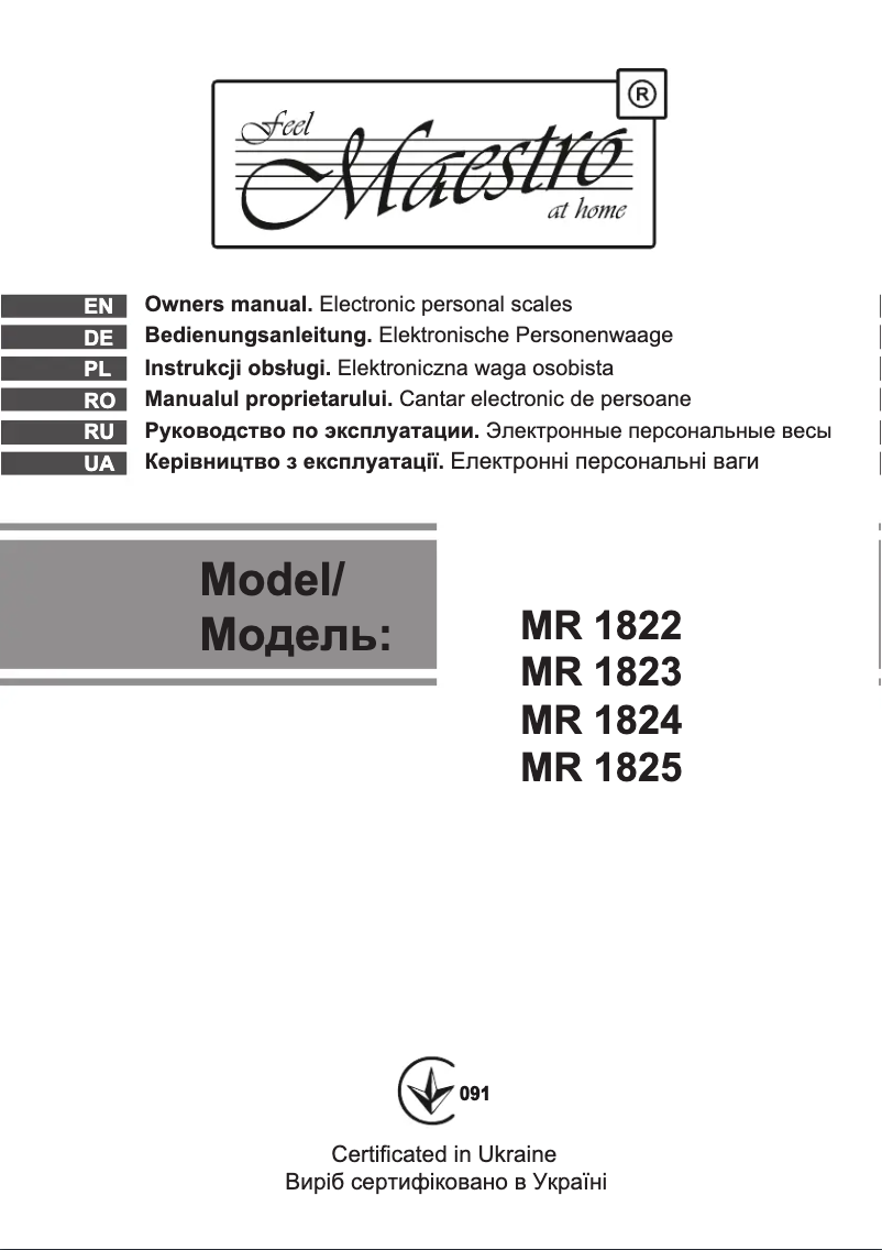Page n°1 - Manuel utilisateur Maestro MR1824