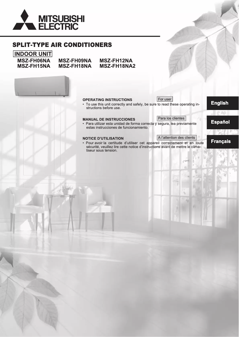 Image de la première page du manuel de l'appareil MSZ-FH09NA