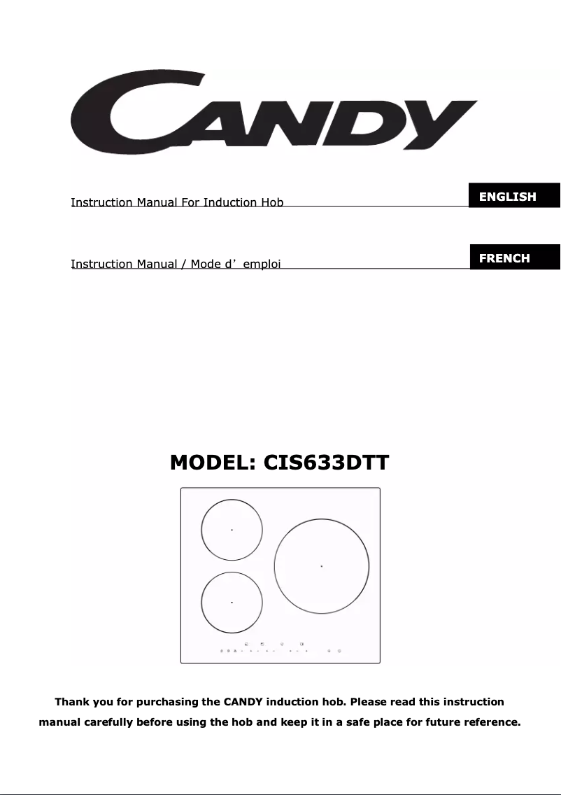 Page n°1 - Manuel utilisateur Candy CIS633DTT