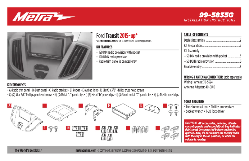 Page n°1 - Guide d'installation Metra 99-5835G