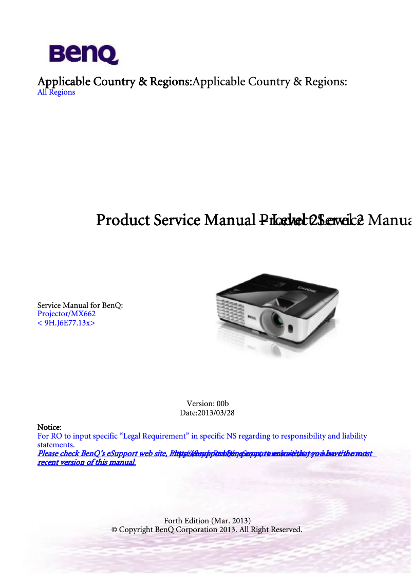 Page 1 de la notice Manuel utilisateur BenQ 9H.J6E77.13L