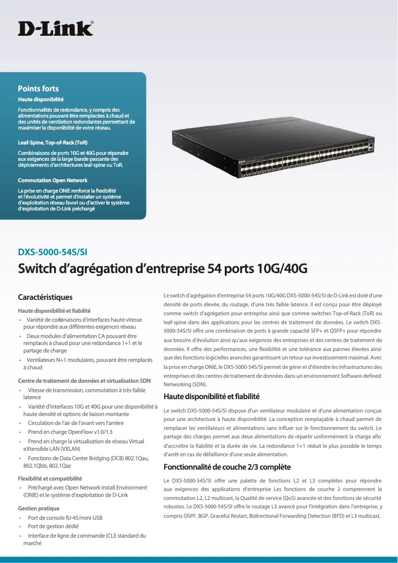 Page n°1 - Fiche technique D-Link DXS-5000-54S