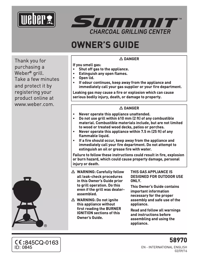 Page 1 de la notice Manuel utilisateur Weber Summit Charcoal
