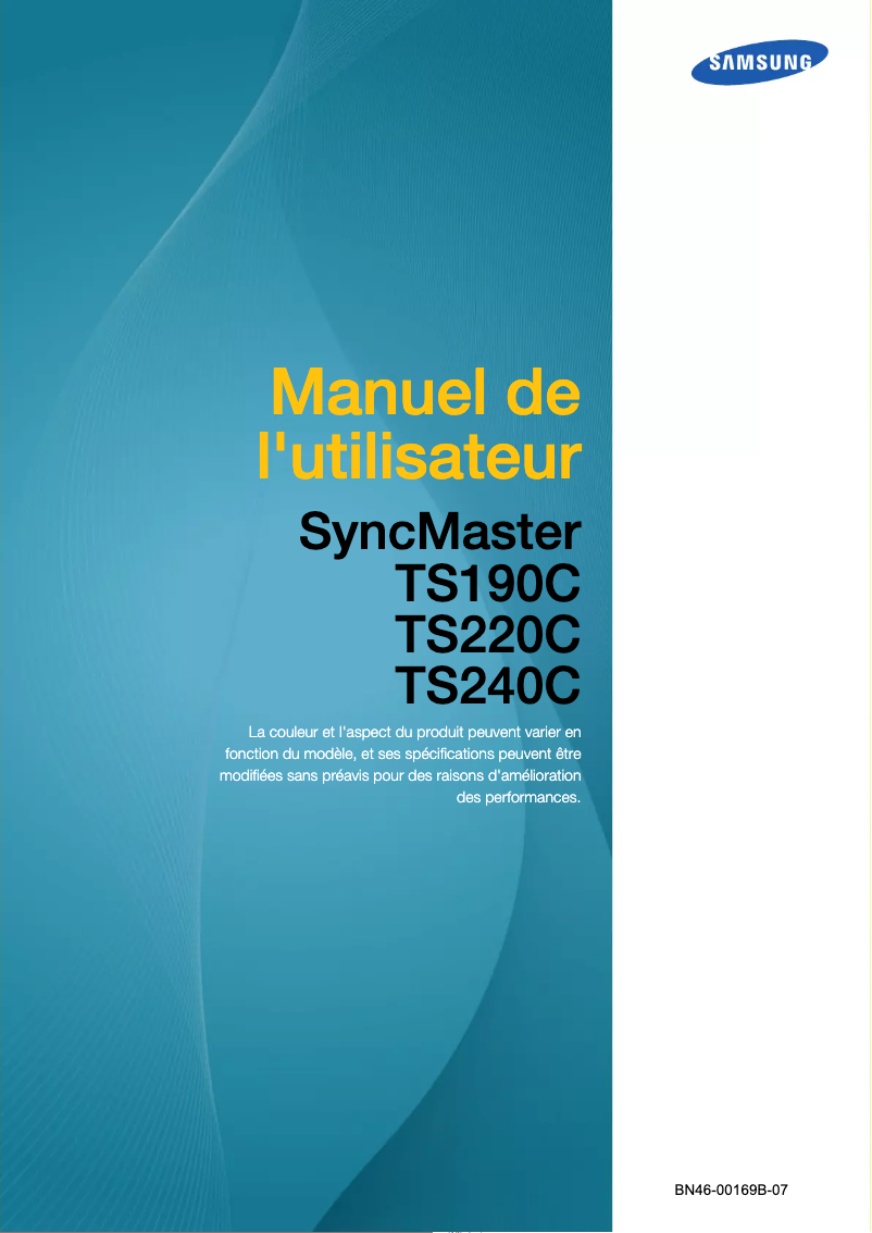 Image de la première page du manuel de l'appareil SyncMaster TS190C