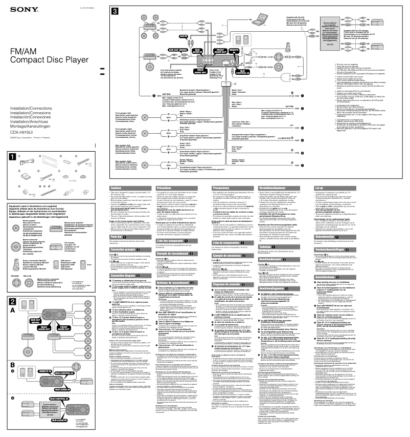 Page 1 de la notice Guide d'installation Sony CDX-H910UI