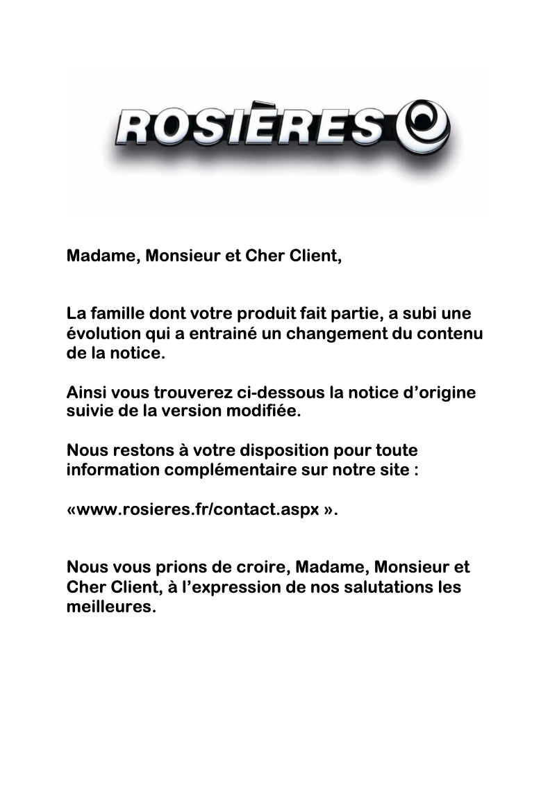 Page 1 de la notice Manuel utilisateur Rosieres RFT5567AV
