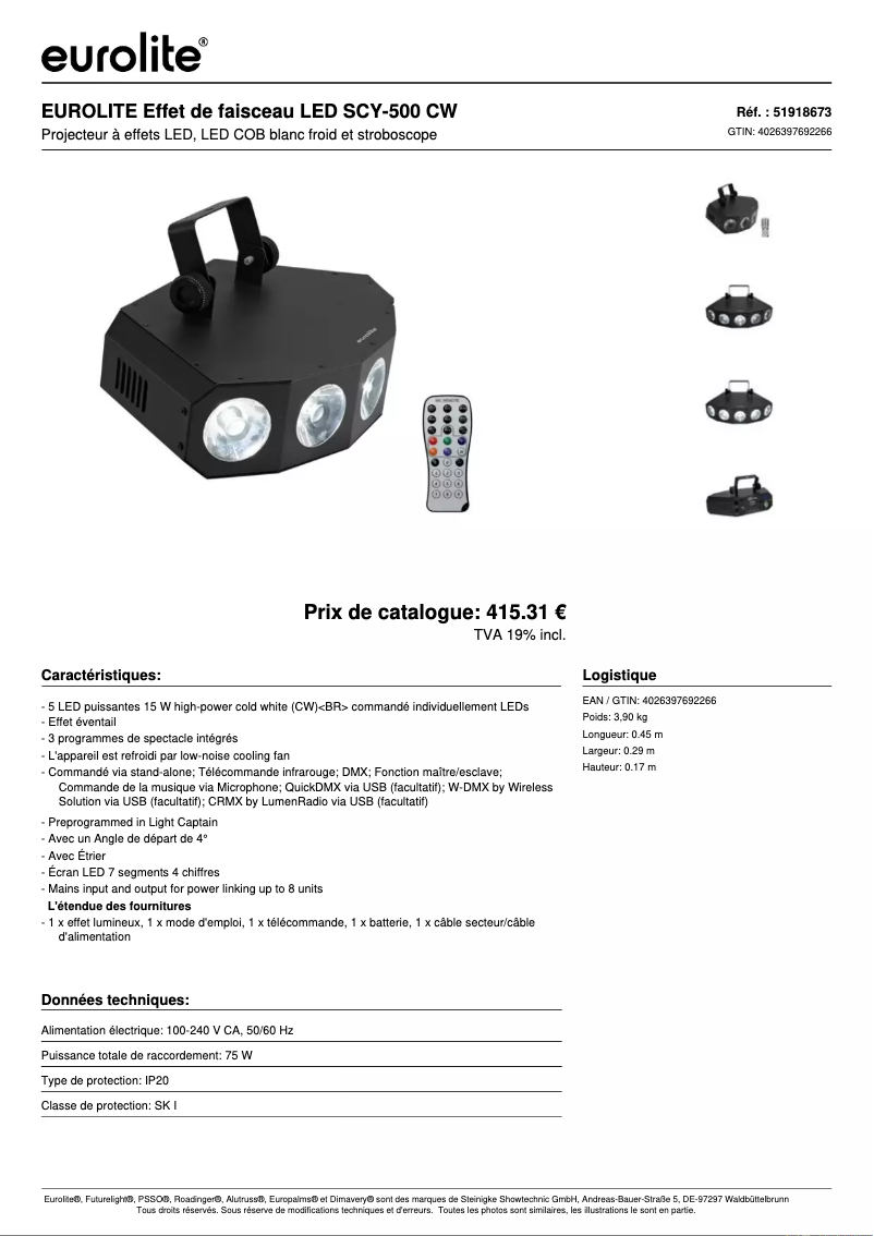 Image de la première page du manuel de l'appareil LED SCY-500