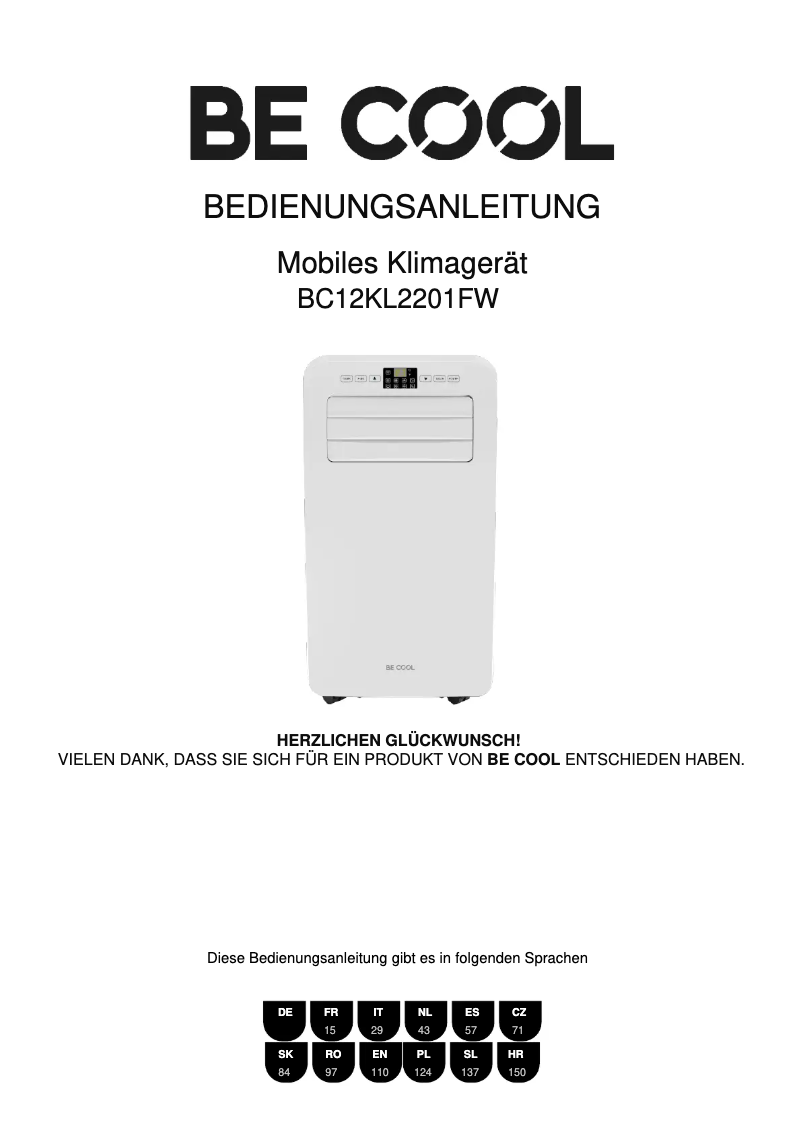 Página 1 del manual Manual de usuario Be Cool BC12KL2201FW