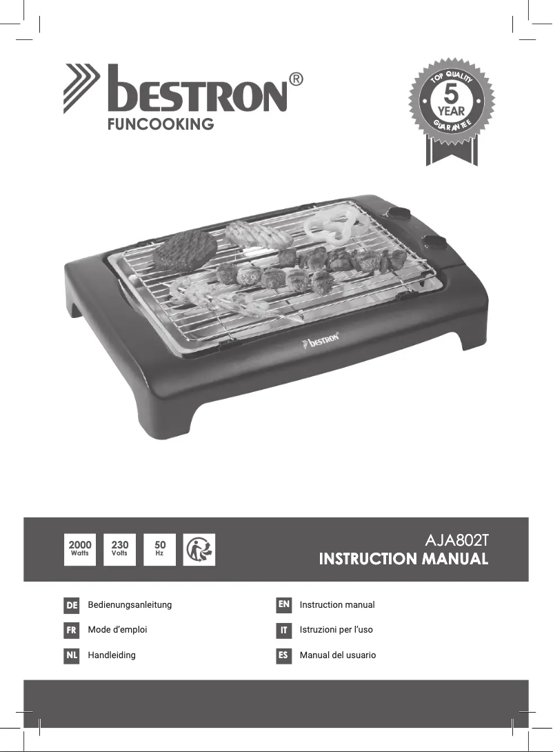 Page n°1 - Manuel utilisateur Bestron AJA802T