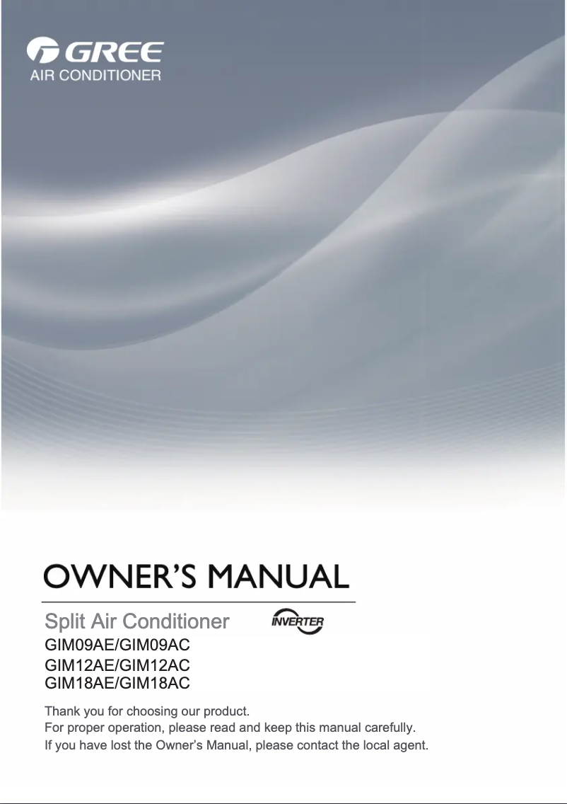 Página 1 del manual Manual de usuario Gree GIM18A