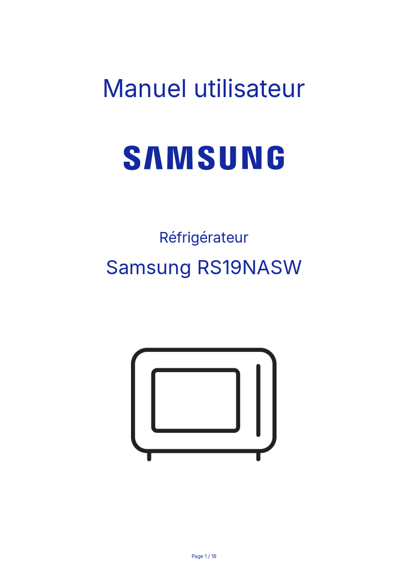 Image de la première page du manuel de l'appareil RS19NASW