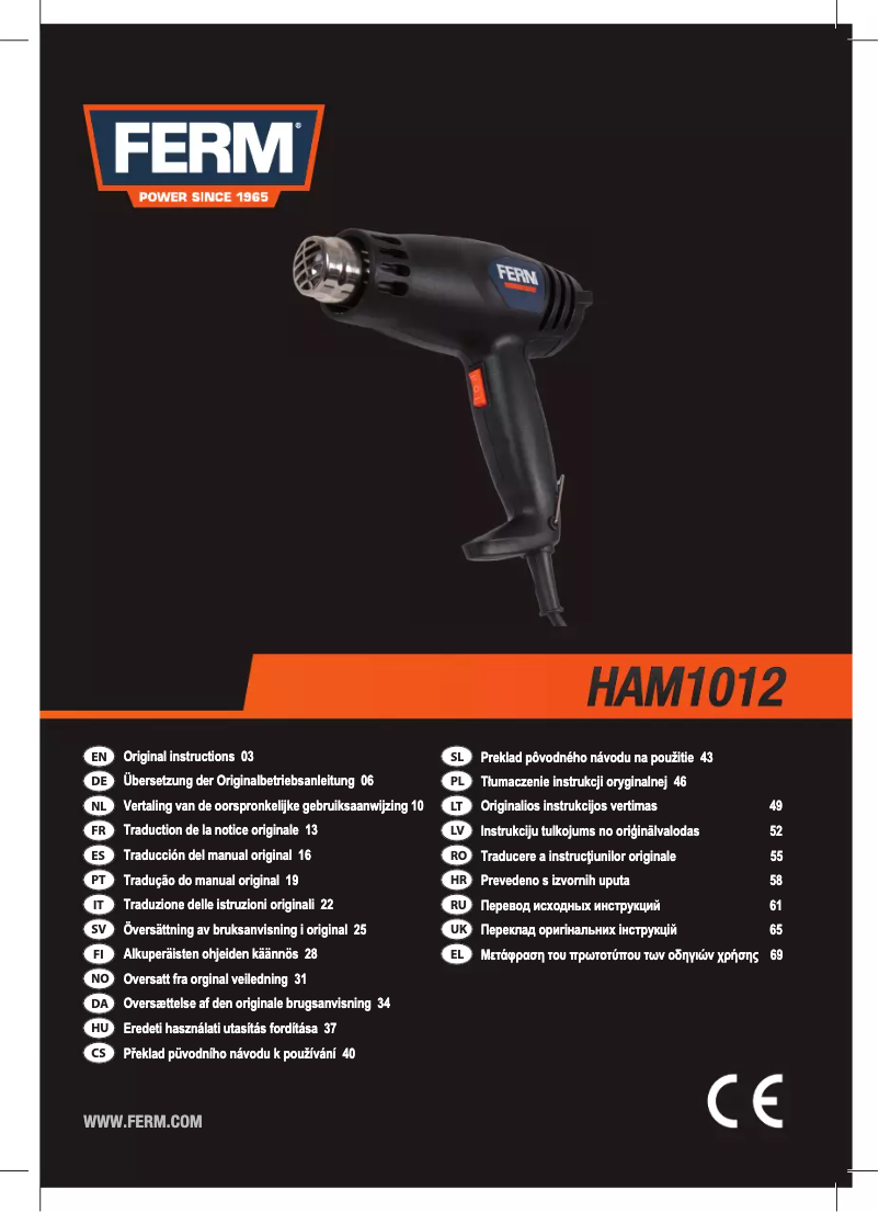 Page 1 de la notice Manuel utilisateur Ferm HAM1012