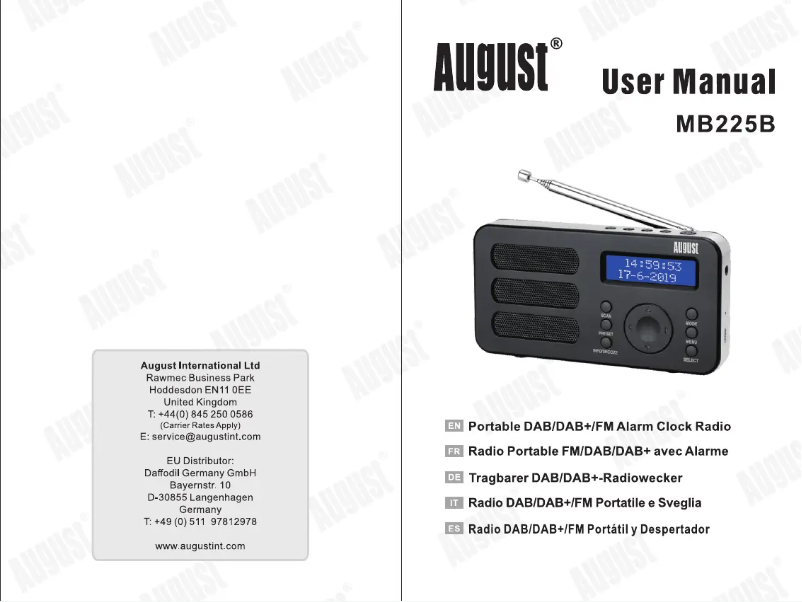 Imagen de la primera página del manual del dispositivo MB225