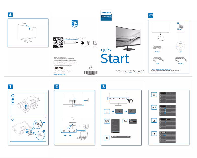 Page 1 de la notice Guide de démarrage rapide Philips 322E1GSCZ