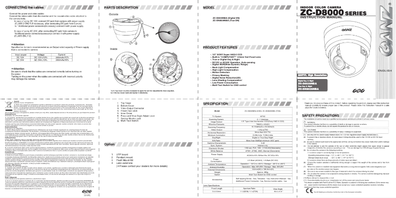 Image de la première page du manuel de l'appareil ZC-D8039NBA