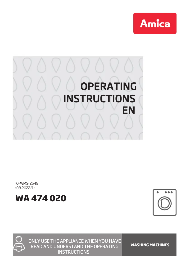 Page n°1 - Manuel utilisateur Amica WA 474 020