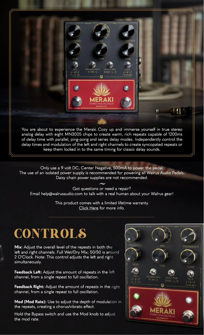 Page n°1 - Manuel utilisateur Walrus Audio Meraki