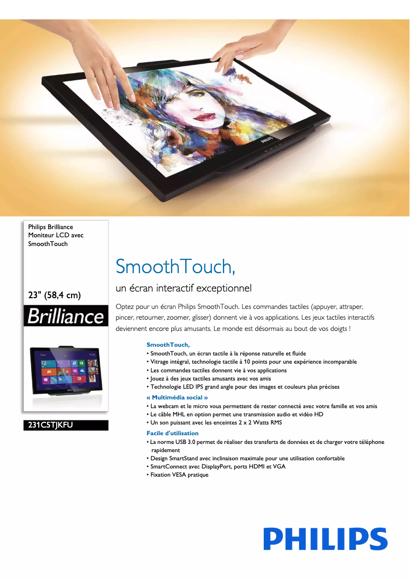 Page 1 de la notice Fiche technique Philips Brilliance 231C5TJKFU
