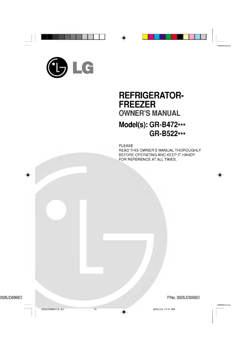 Page 1 de la notice Manuel utilisateur LG GR-B522Q