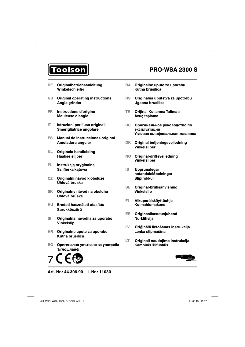Page n°1 - Manuel utilisateur Toolson PRO-WSA 2300 S