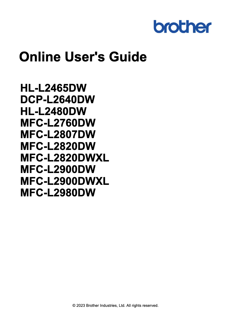 Image de la première page du manuel de l'appareil DCP-L2640DW
