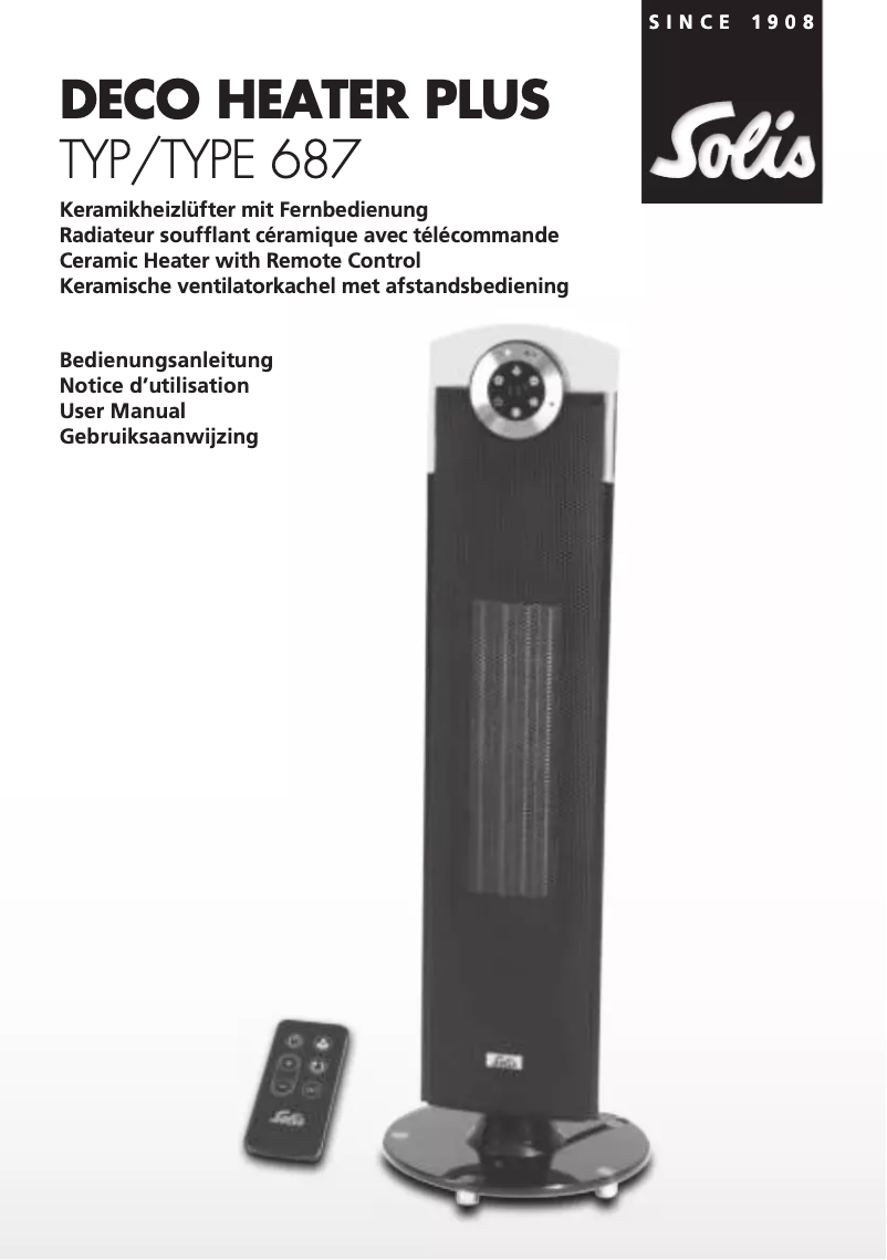 Image de la première page du manuel de l'appareil Deco Heater Plus 687