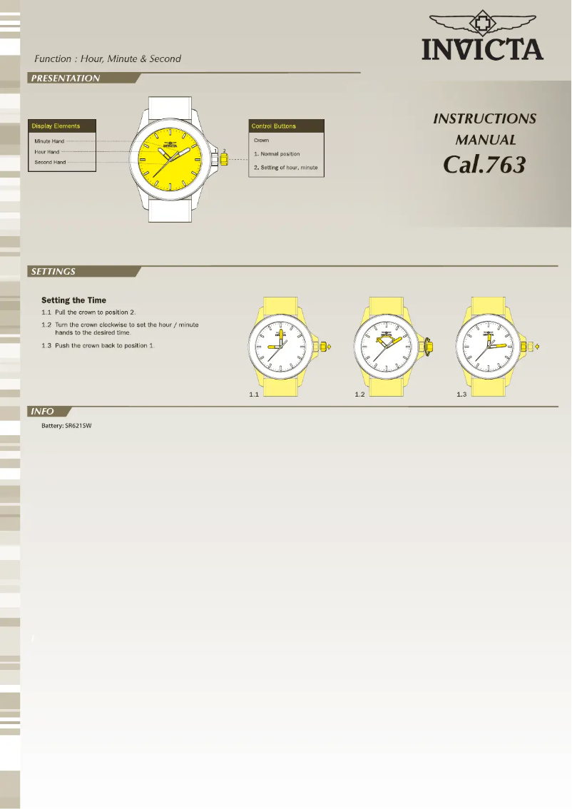 Page 1 de la notice Manuel utilisateur Invicta Wildflower 0137