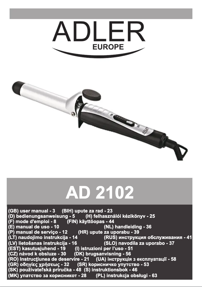 Page 1 of the manual User Manual Adler AD 2102