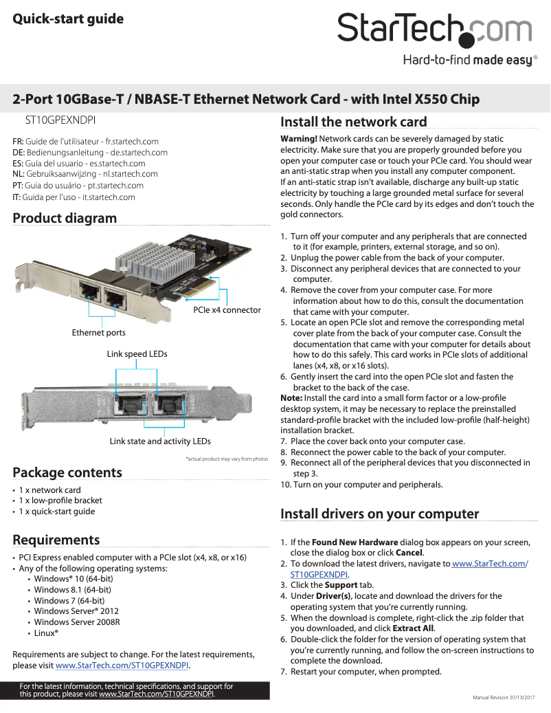 Page n°1 - Manuel utilisateur StarTech.com ST10GPEXNDPI