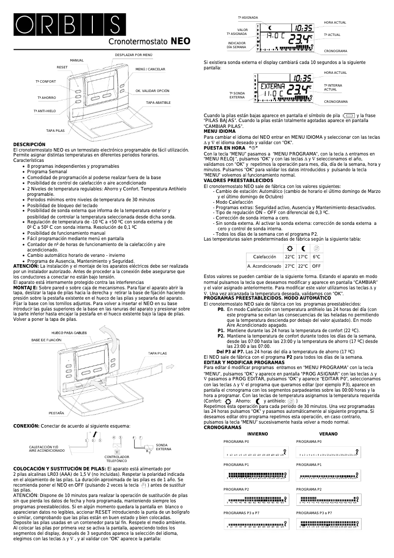 Page 1 de la notice Manuel utilisateur Orbis Neo