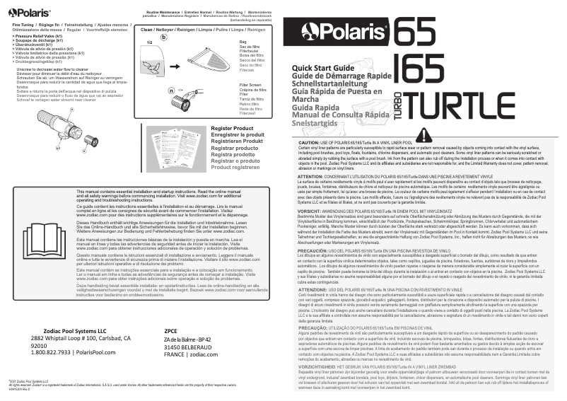 Page 1 de la notice Guide de démarrage rapide Polaris Vac-Sweep 165