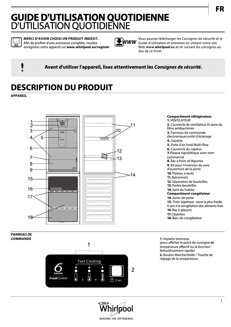 Page n°1 - Manuel utilisateur Whirlpool BSNF 8122 OX