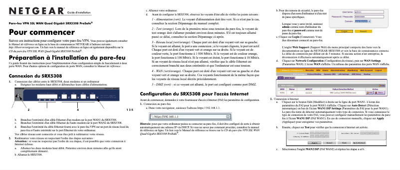 Page 1 de la notice Guide d'installation Netgear SRX5308