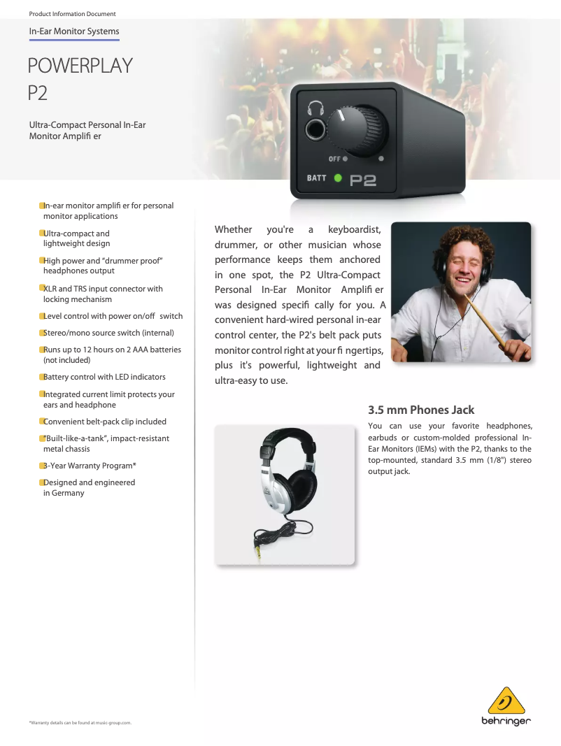 Image de la première page du manuel de l'appareil P2