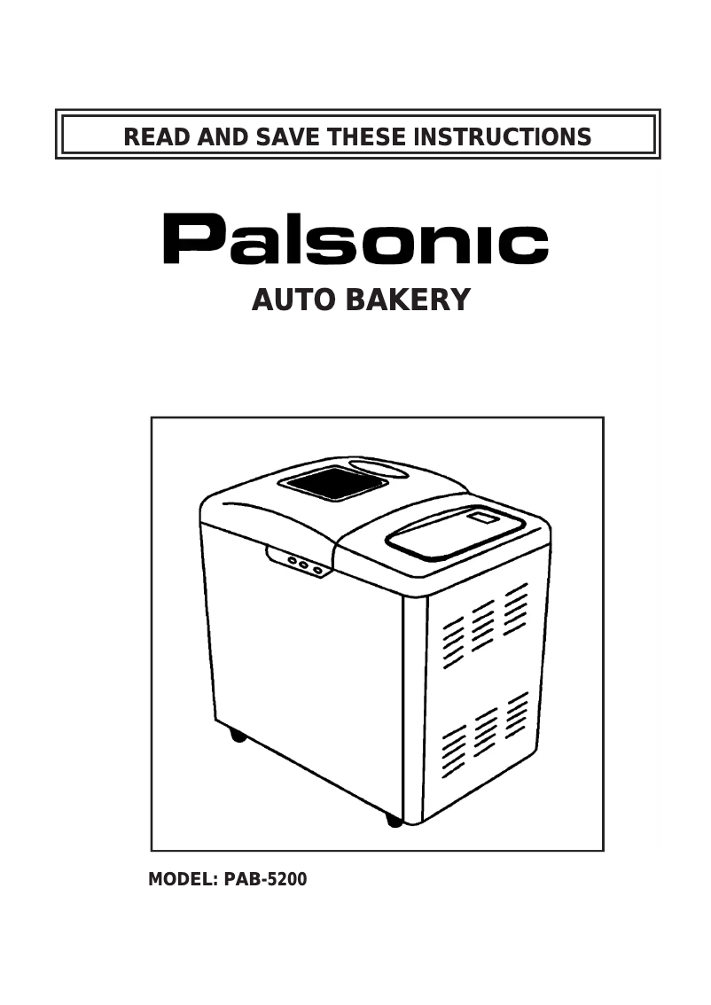 Page n°1 - Manuel utilisateur Palsonic PAB-5200