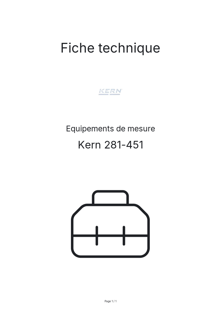Page n°1 - Fiche technique Kern 281-451