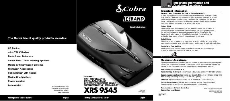 Page 1 de la notice Manuel utilisateur Cobra XRS 9545