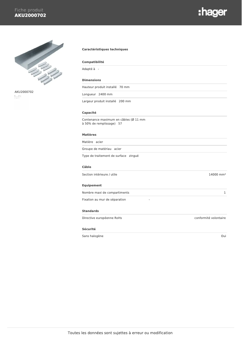 Image de la première page du manuel de l'appareil AKU2000702