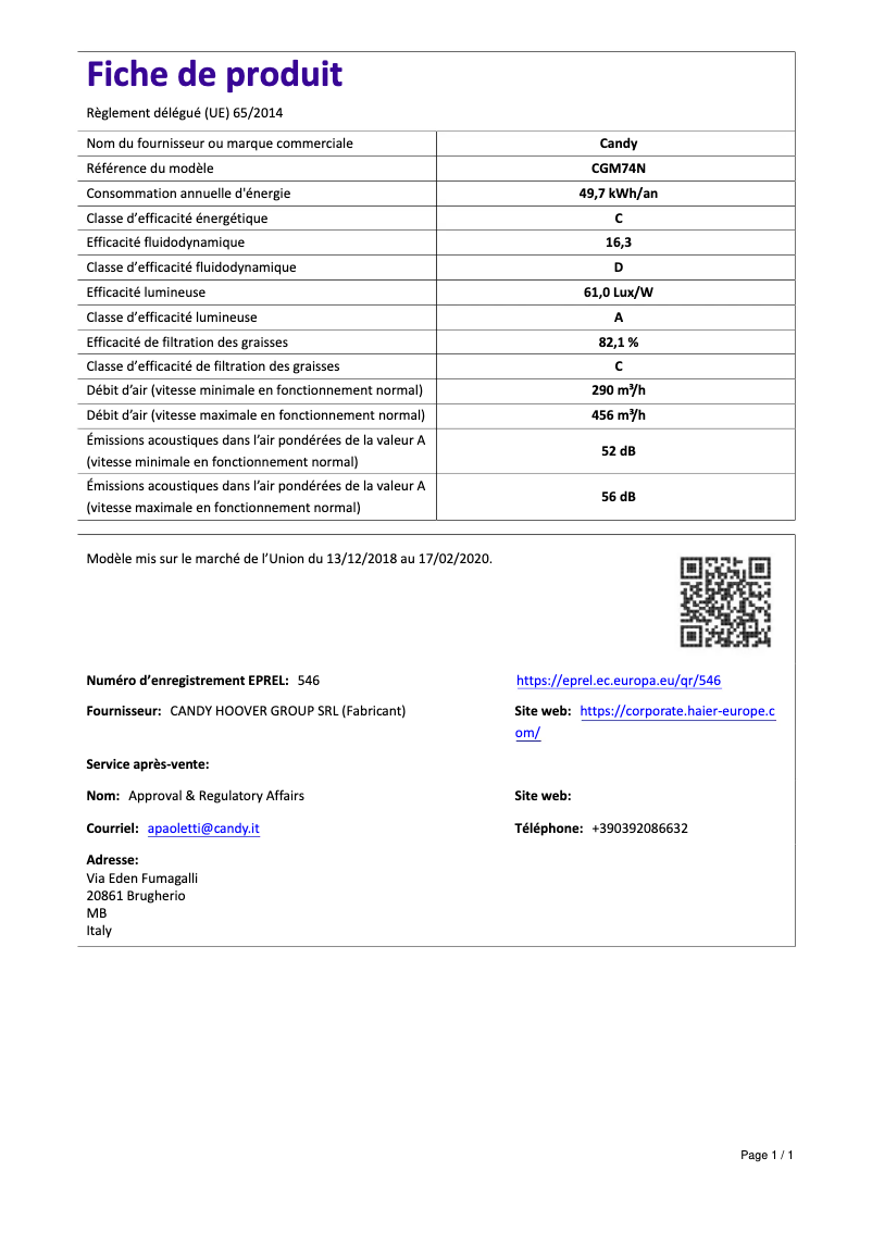 Image de la première page du manuel de l'appareil CGM74N