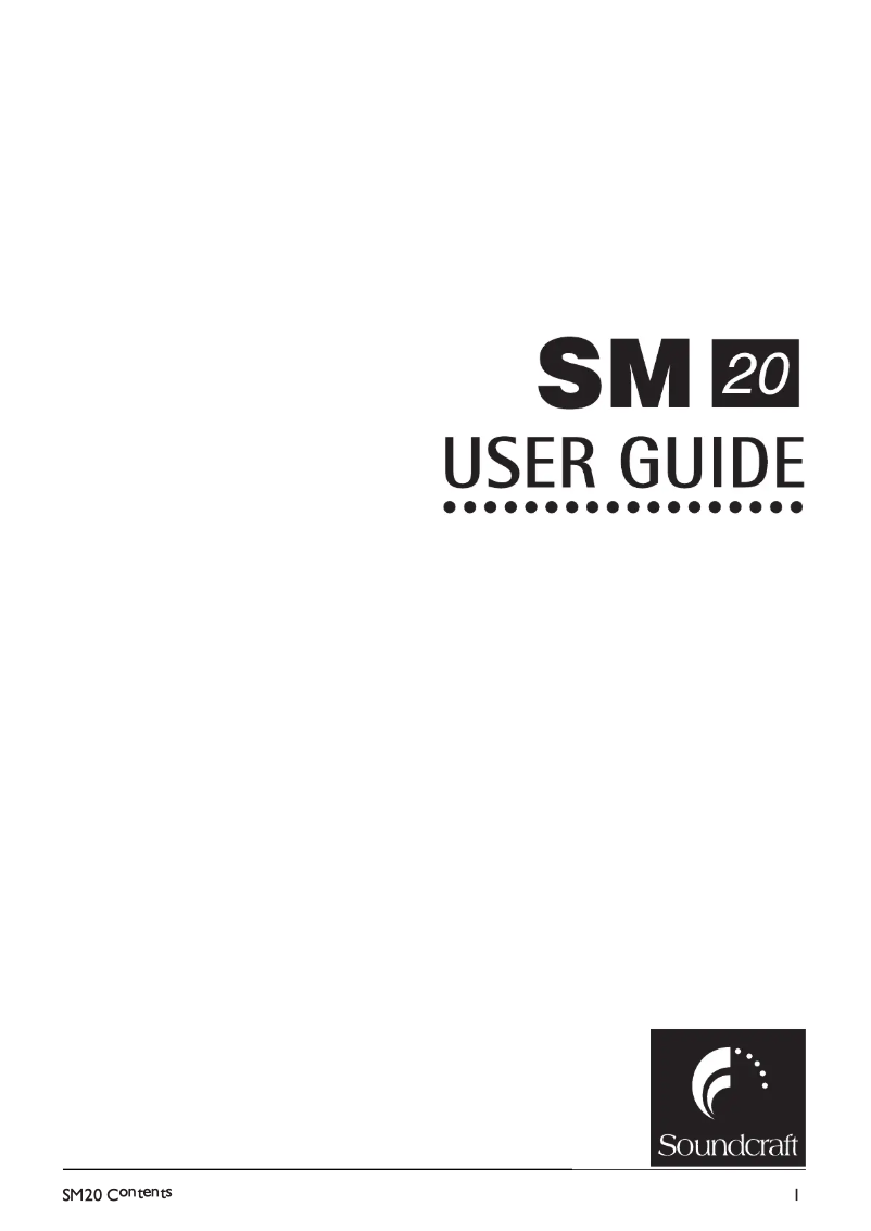Page n°1 - Manuel utilisateur Soundcraft SM20
