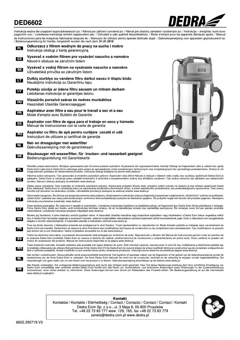 Page n°1 - Manuel utilisateur DEDRA DED6602