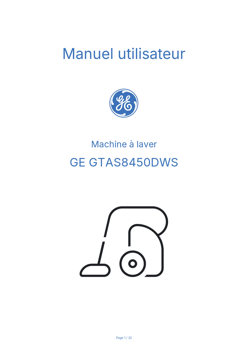 Image de la première page du manuel de l'appareil GTAS8450DWS