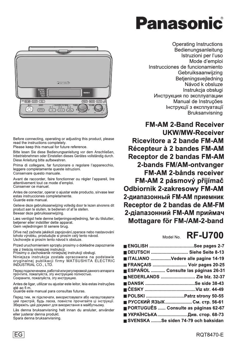 Page n°1 - Manuel utilisateur Panasonic RF-U700